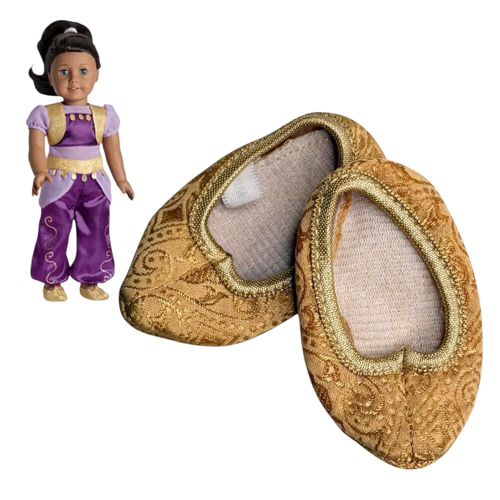 American Girl Genie Costume Shoes Tapestry Gold Aladdin Shoes Elizabeth Holiday